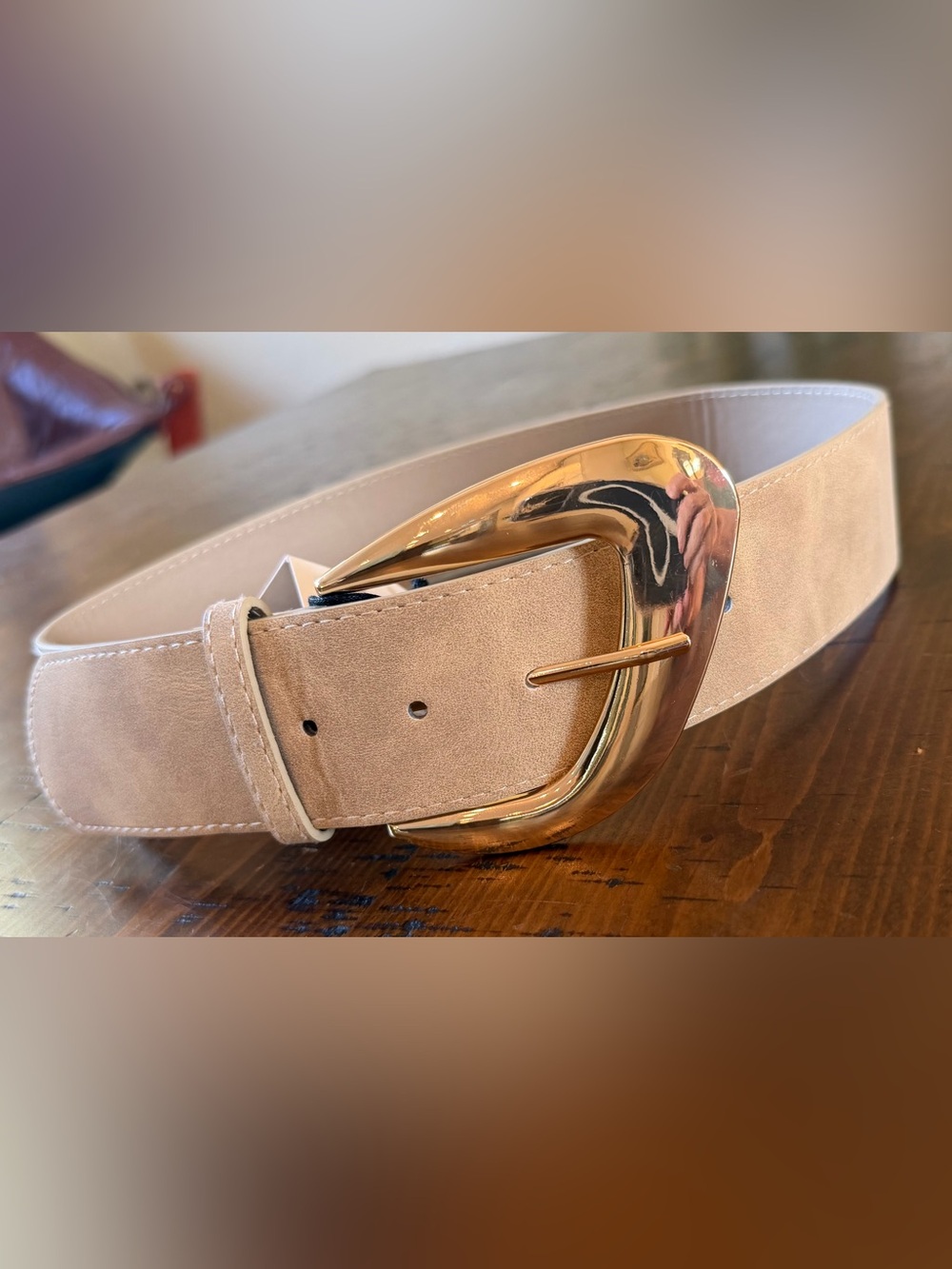Zara Gold Buckle Beige belt. 32.5 inches. NWT.